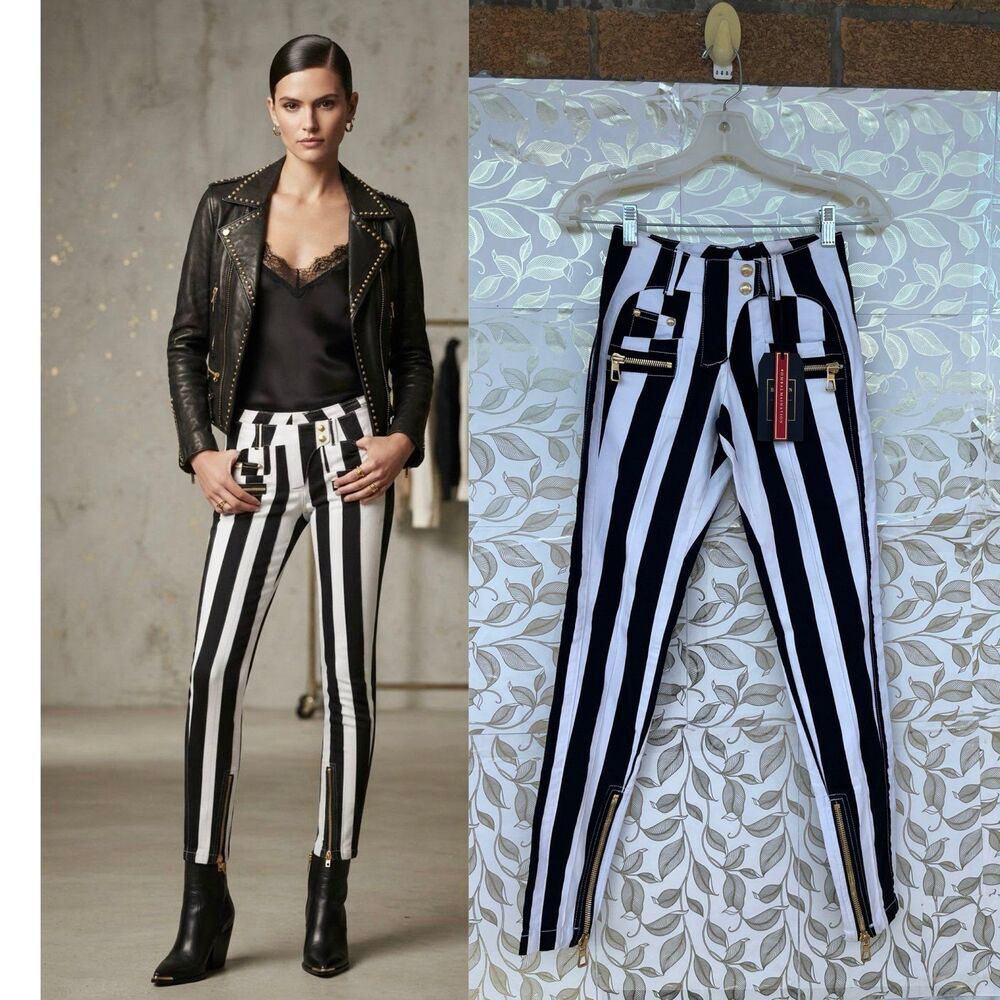 Balmain x H&M 2015 Archive Striped Skinny Jeans US 2 New With Tags Collector